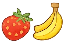 いちごとバナナのイラスト